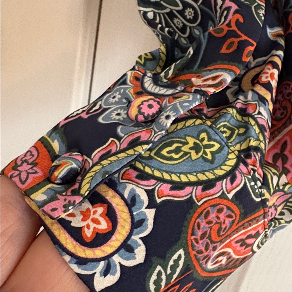 Boden blouse NWT 6 silk tie neck blouse top shirt Navy Multi Paisley 100% silk - Picture 8 of 9